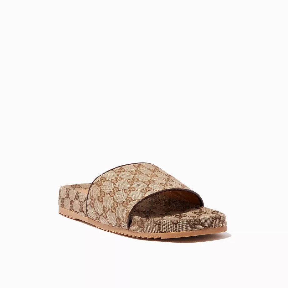 Gvc*1 Men’s Beige & Brown-GG Slide Sandals For Men 624695 H6320 9763
