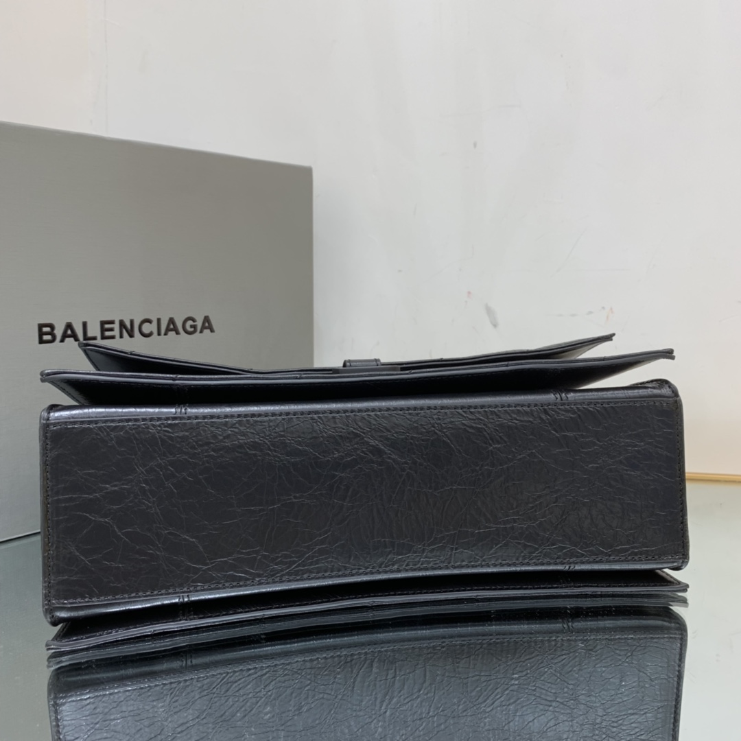 Ba1en*iaga Crush Medium Chain Bag Black/Silver For Women‎ 12.2in/31cm