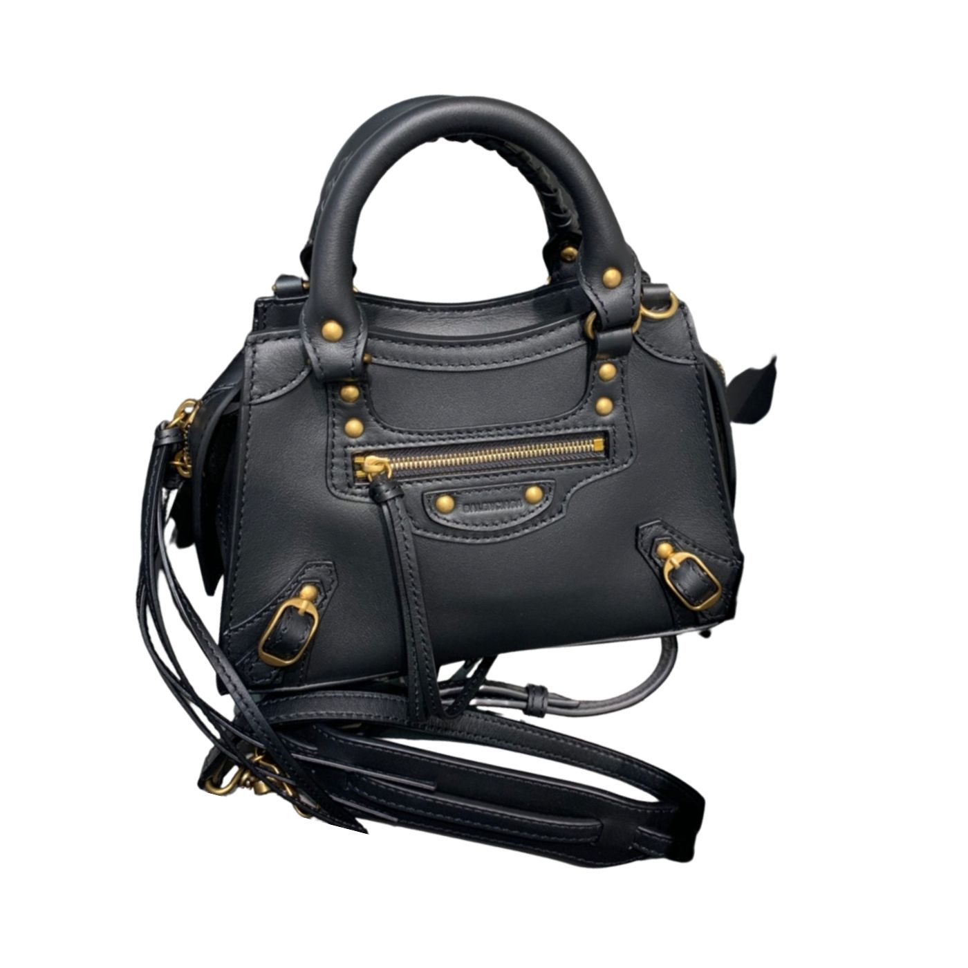 Ba1en*iaga Neo Classic Mini Handbag Black/White For Women 8.6in/21.8cm