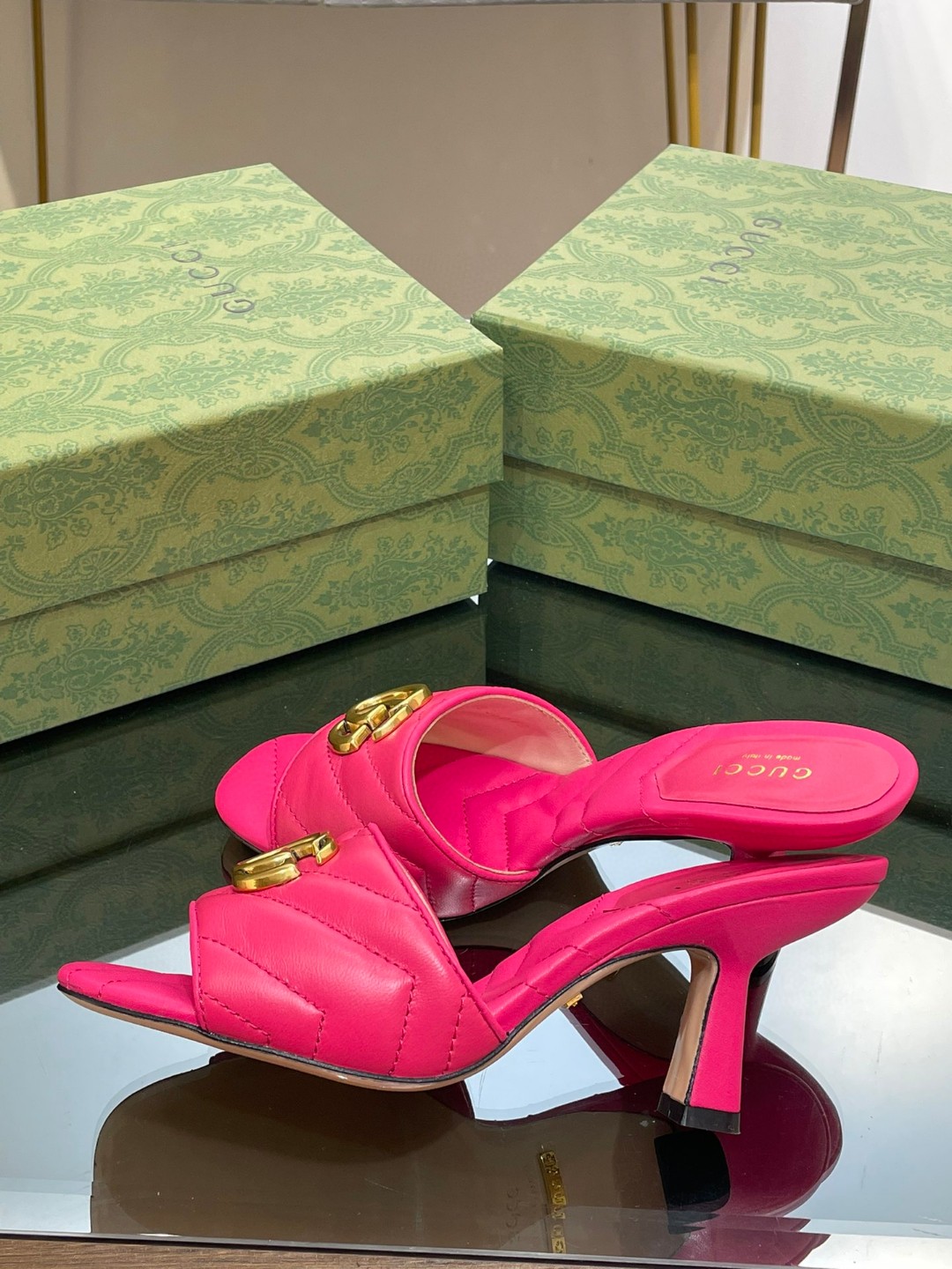 Gvc*1 Double G Slide Sandal Pink For Women 674839 BKO00 5752