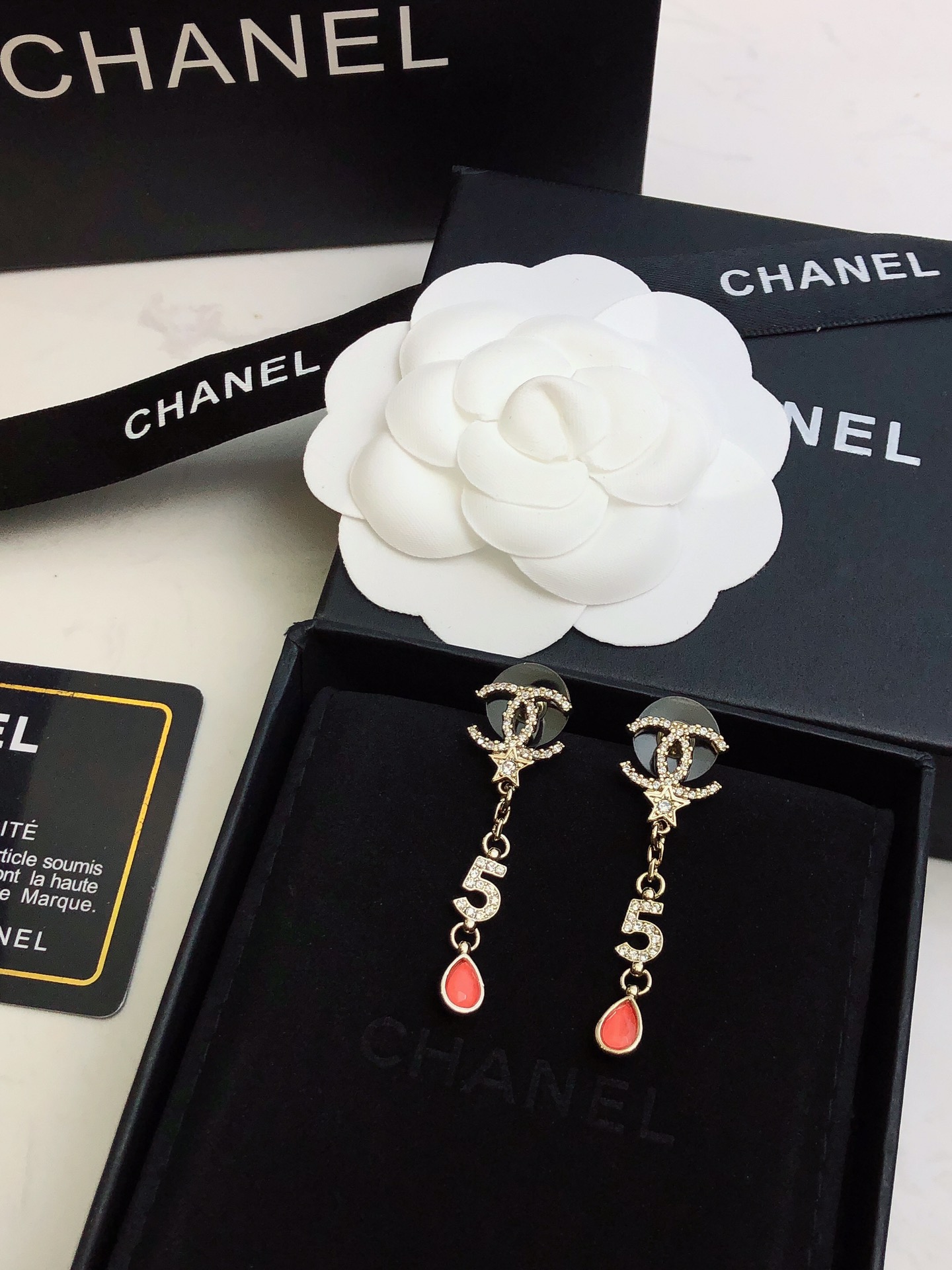 Ch**el 5-Long Earrings Gold For Women