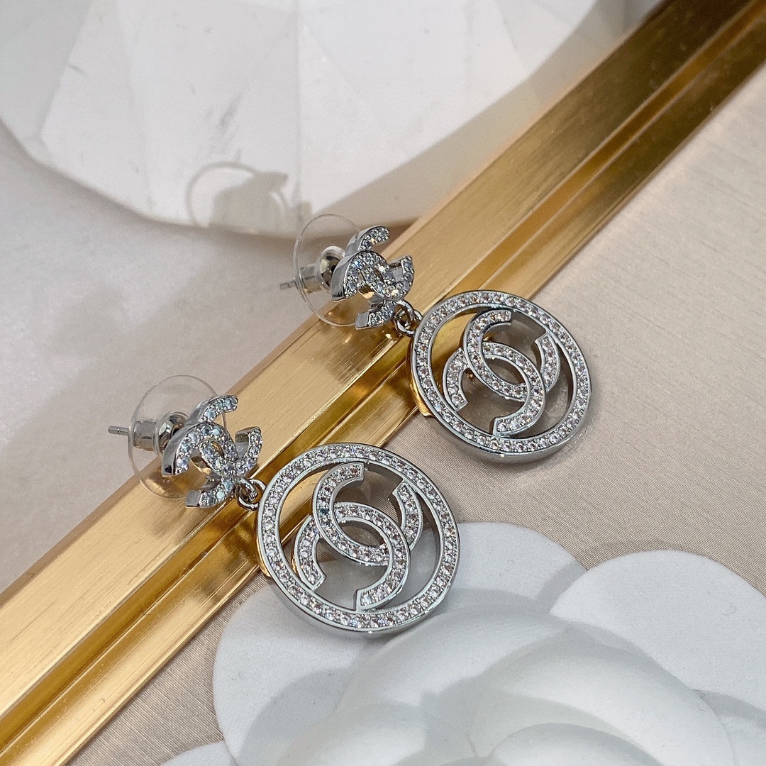 Ch**el Circle Earrings Silver For Women