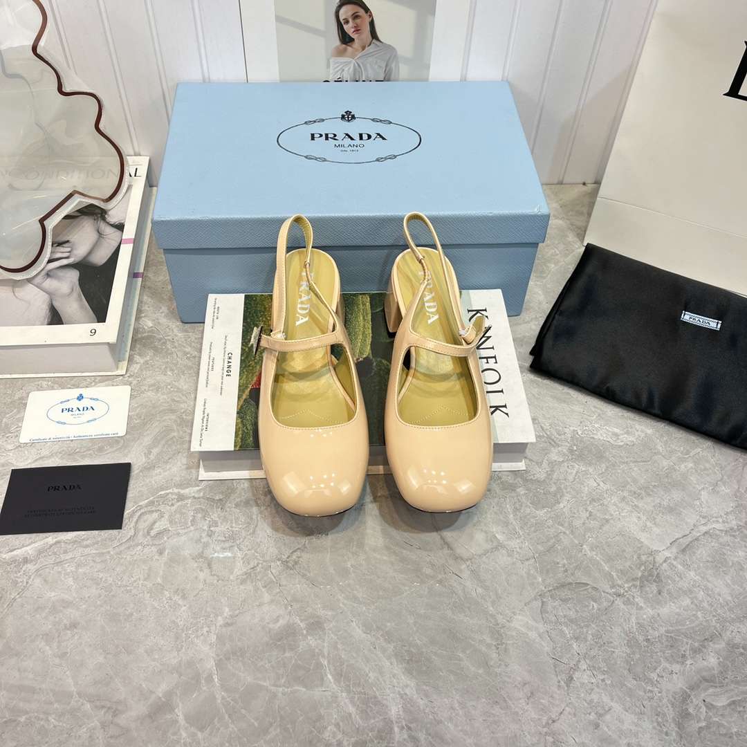 Pra*a Slingback Exull Pumps Cream For Women