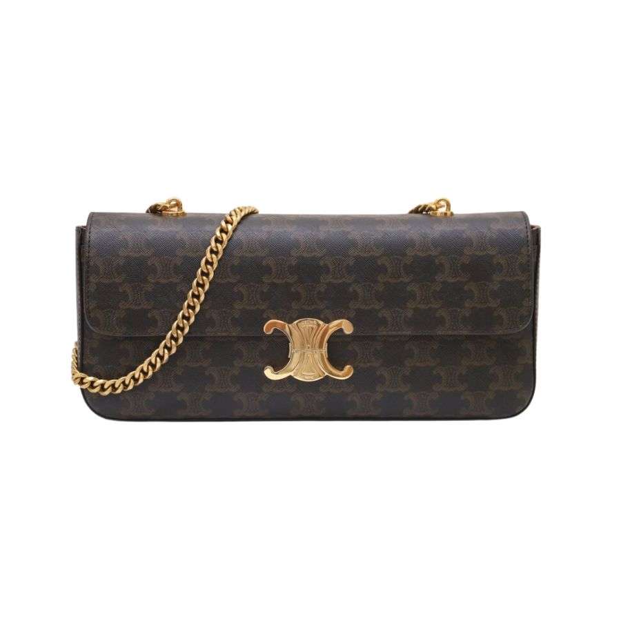 Ce1i*e Chain Shoulder Bag Brown For Women 13in/33cm