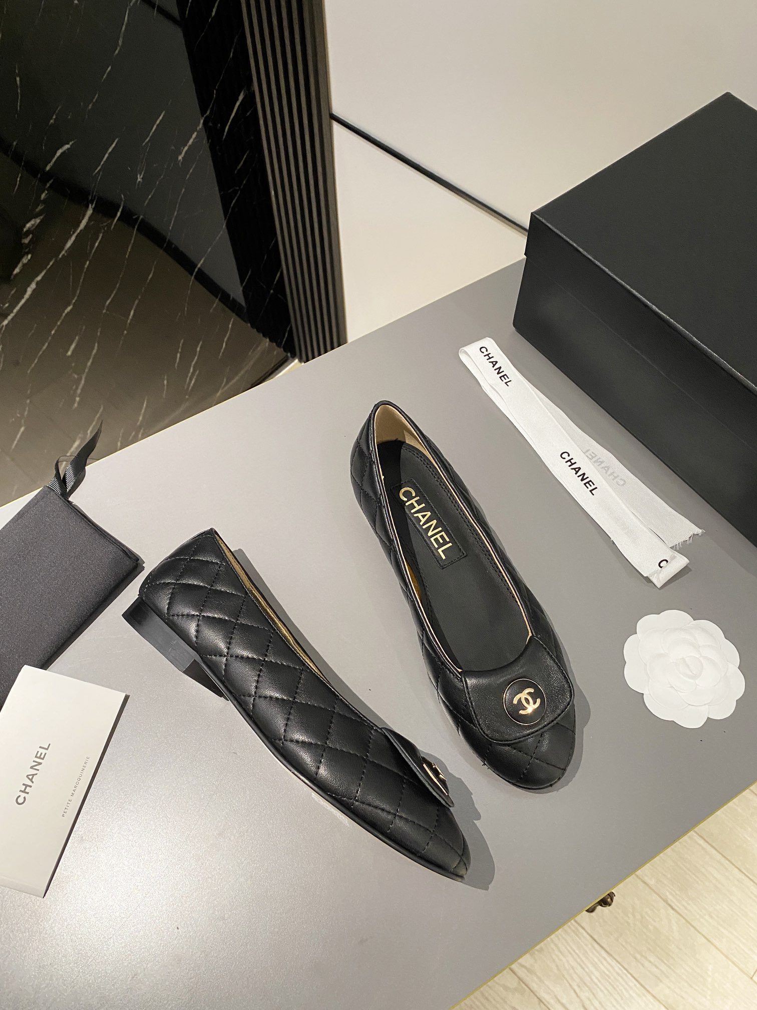 Ch**el Ballet Flats Black For Women