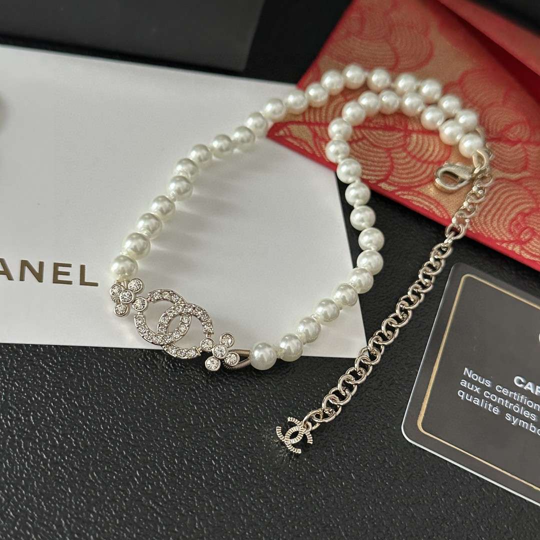 Ch**el Letter Necklace White For Women