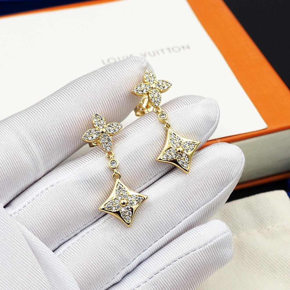 L0vis Vvtt0n D1am0nd Floral Earrings Gold For Women