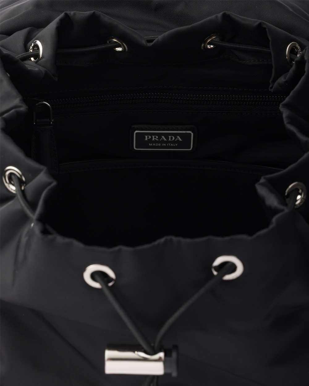 Pra*a Re-Nylon And Leather Backpack Black For Men 11.8in/30cm 2VZ108_2DW3_F0002_V_DYO