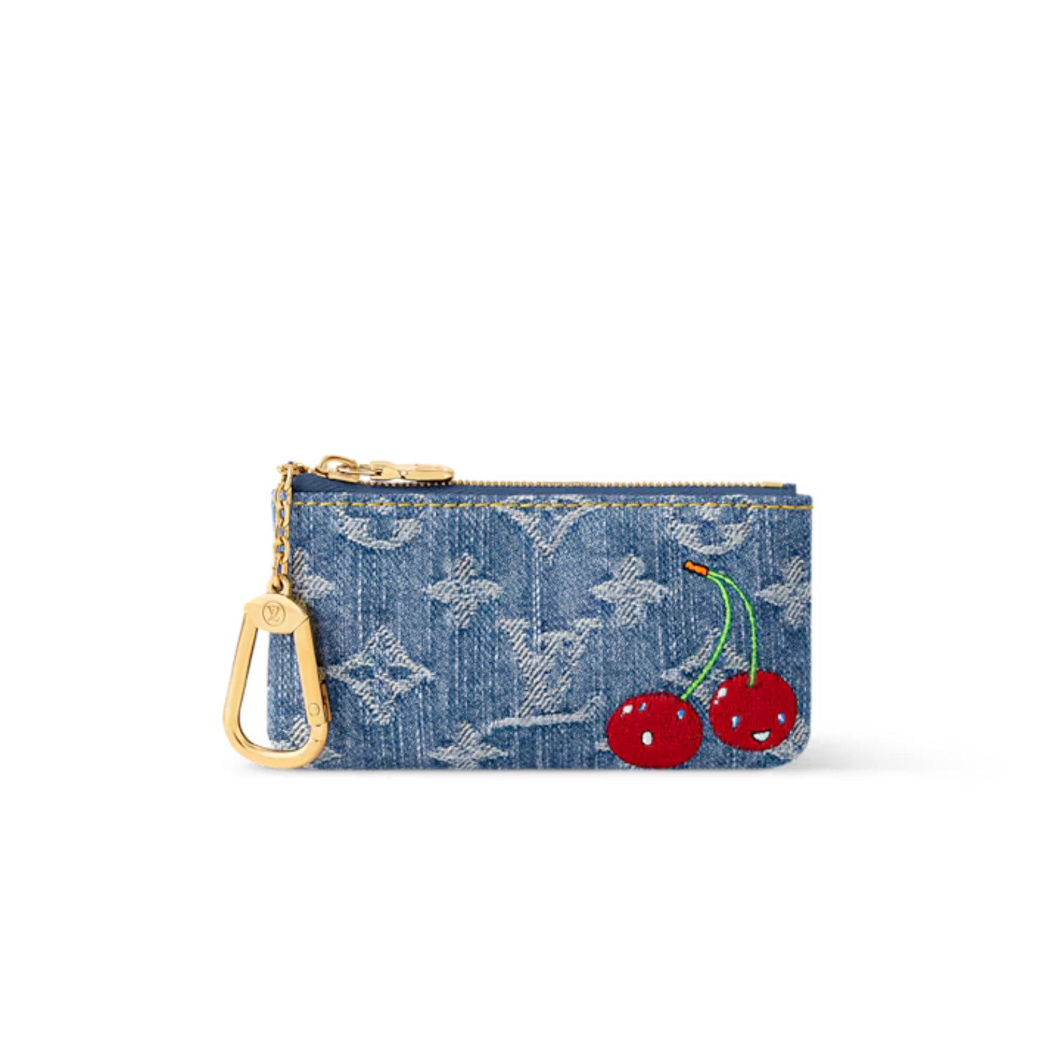 L0vis Vvtt0n LV x TM Key Pouch Cherry Denim For Women 4.7in/12cm M14938