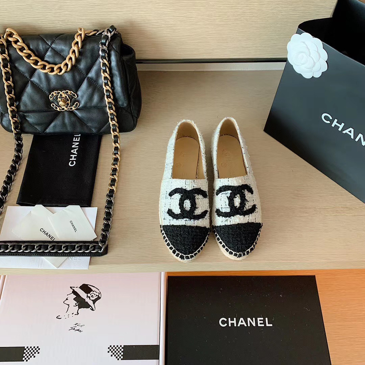 Ch**el Espadrilles White/Black For Women, Women’s Shoes G29762