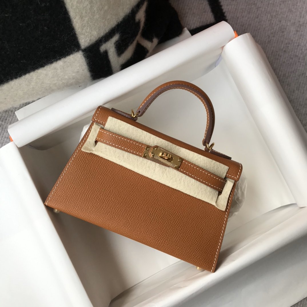 H**me5 Mini Kelly 19 Sellier Epsom Brown Bag For Women, Women’s Handbags, Shoulder Bags 7.5in/19cm