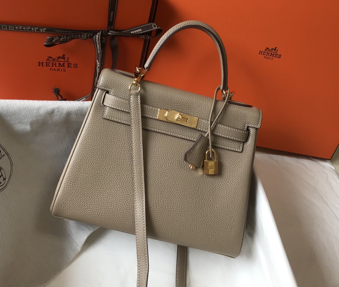 H**me5 Kelly 28 Etoupe Togo Bag For Women, Women’s Handbags, Shoulder Bags 11in/28cm