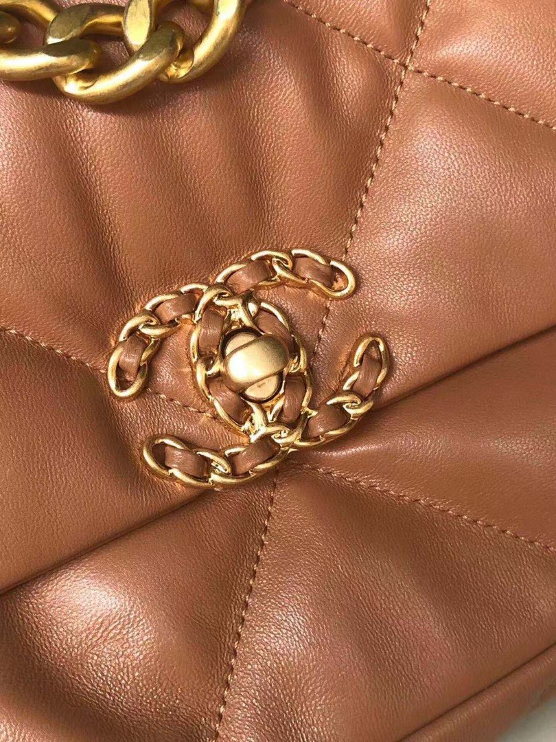 Ch**el 19 Handbag 26cm Brown For Women AS1160