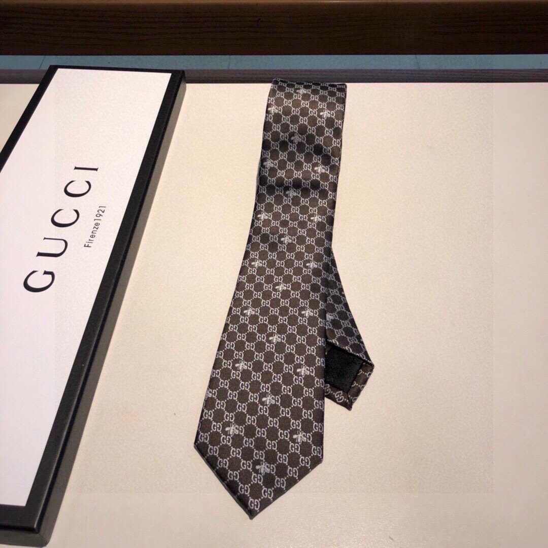 Gvc*1 GG Bees Silk Tie Black GG Men Tie 545078 4E002 1062