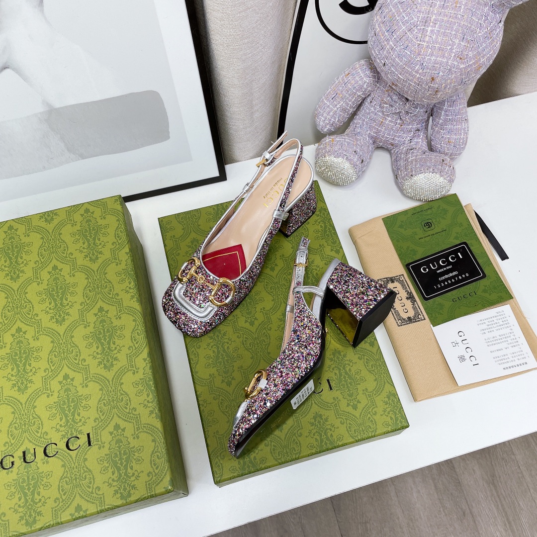 Gvc*1 Lovelight Slingback Mid-Heel With Horsebit Multicolor For Women GG 707702 KSP20 8461