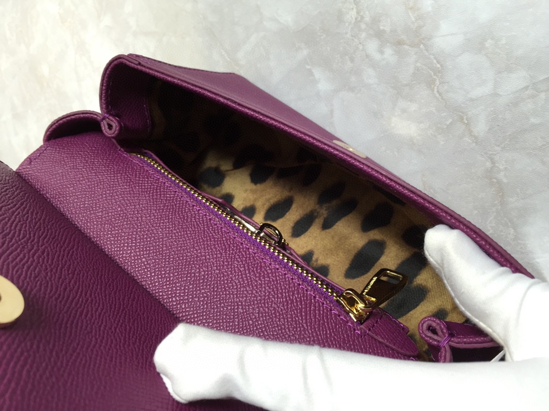 Dolce & Gabbana Medium Sicily Handbag In Dauphine Violet For Women 10.2in/26cm DG