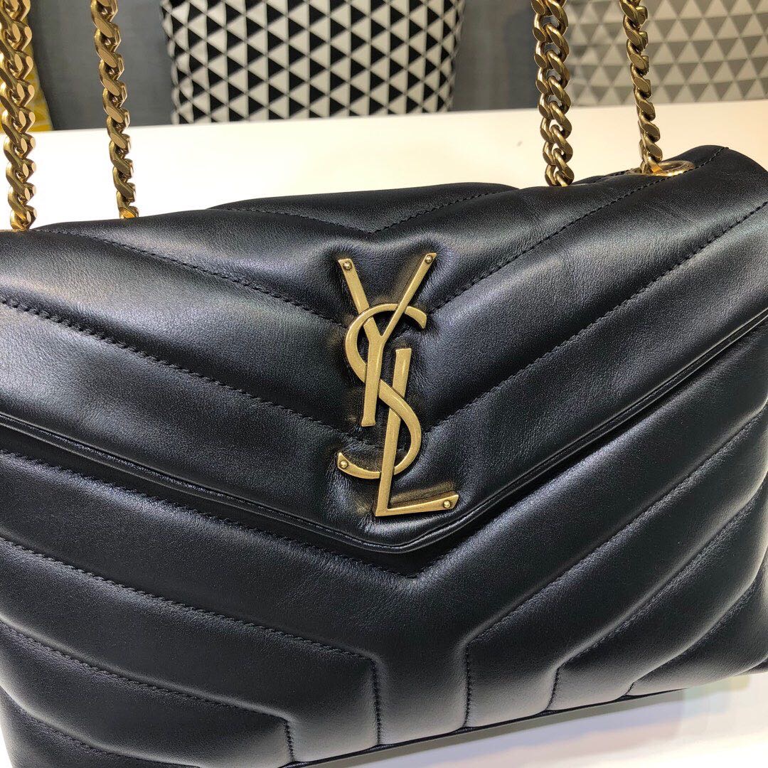 Sa1nt Lau*nt Loulou Small Chain Bag In Matelassé “Y” Black For Women 9.8in/23cm Y51 494699DV7271000