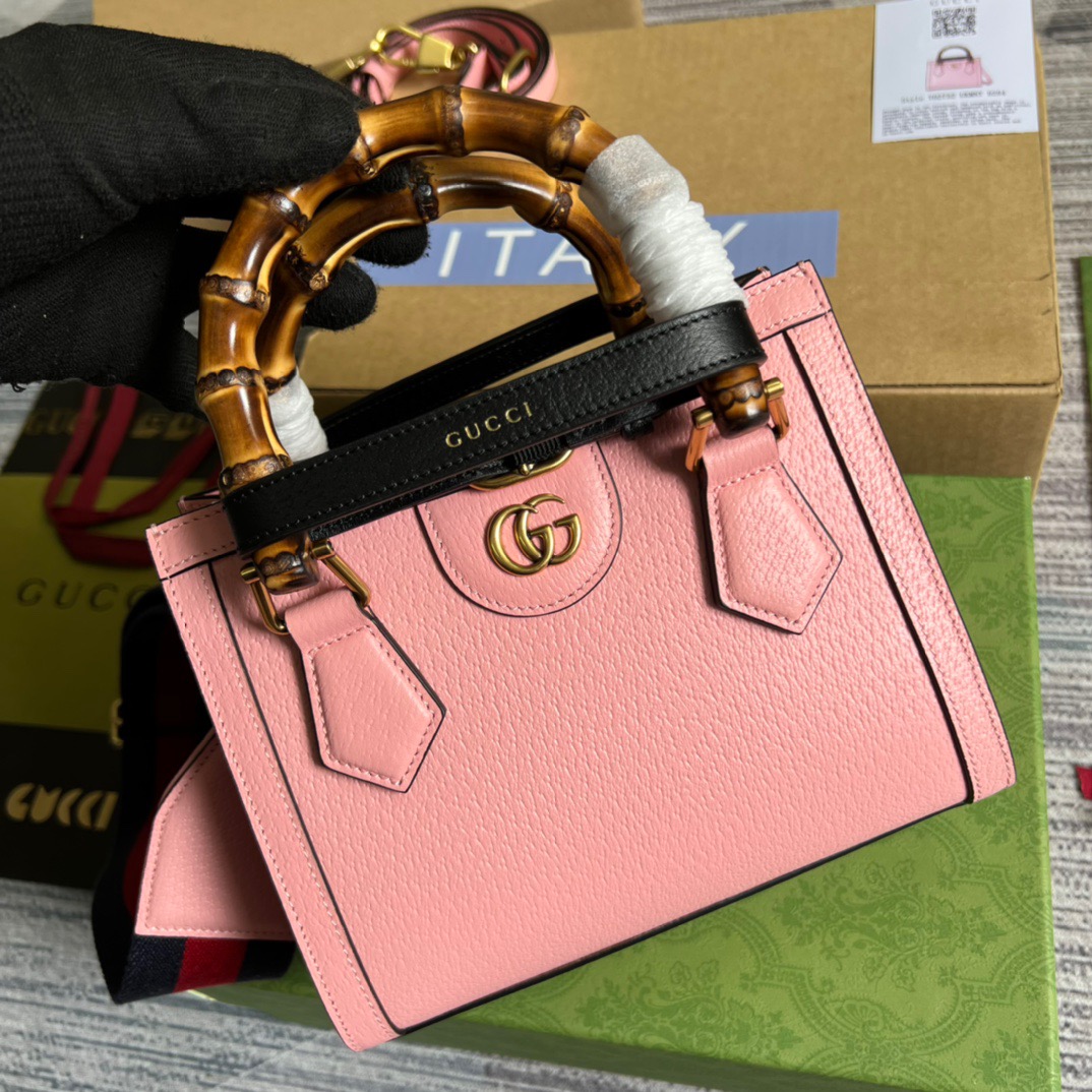 [True-to-ORIGINAL] Gvc*1 Diana Mini Tote Bag Pink For Women, Women’s Bags 7.9in/20cm GG ‎702732 U3ZDT 5479