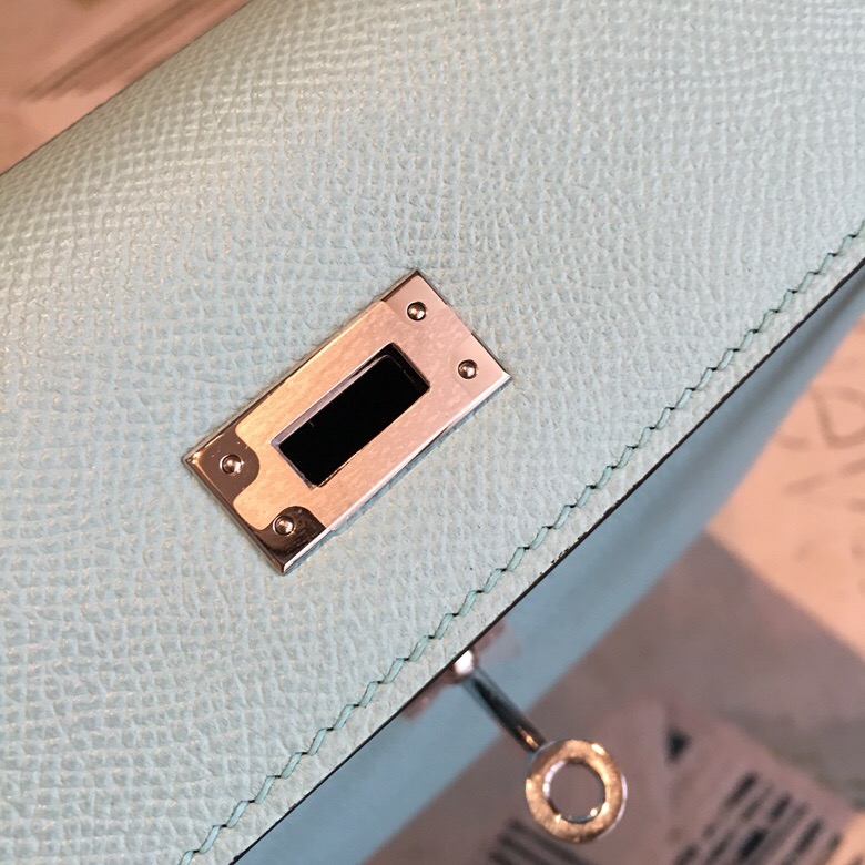 H**me5 Kelly Light Blue For Women Silver Toned Hardware 10in/25cm