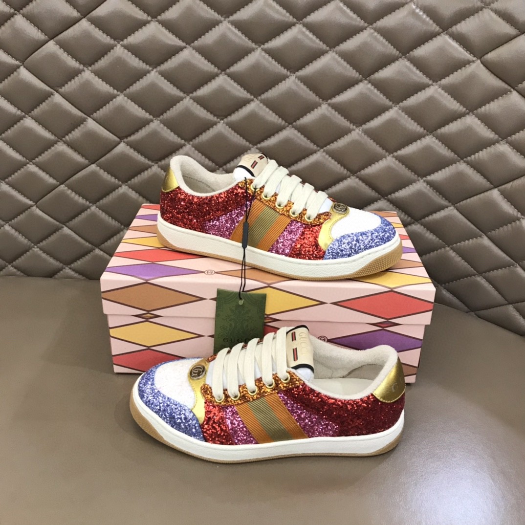 Gvc*1 Lovelight Screener Sneaker Glitter Red For Women GG Shoes 710534 FAAKU 4942