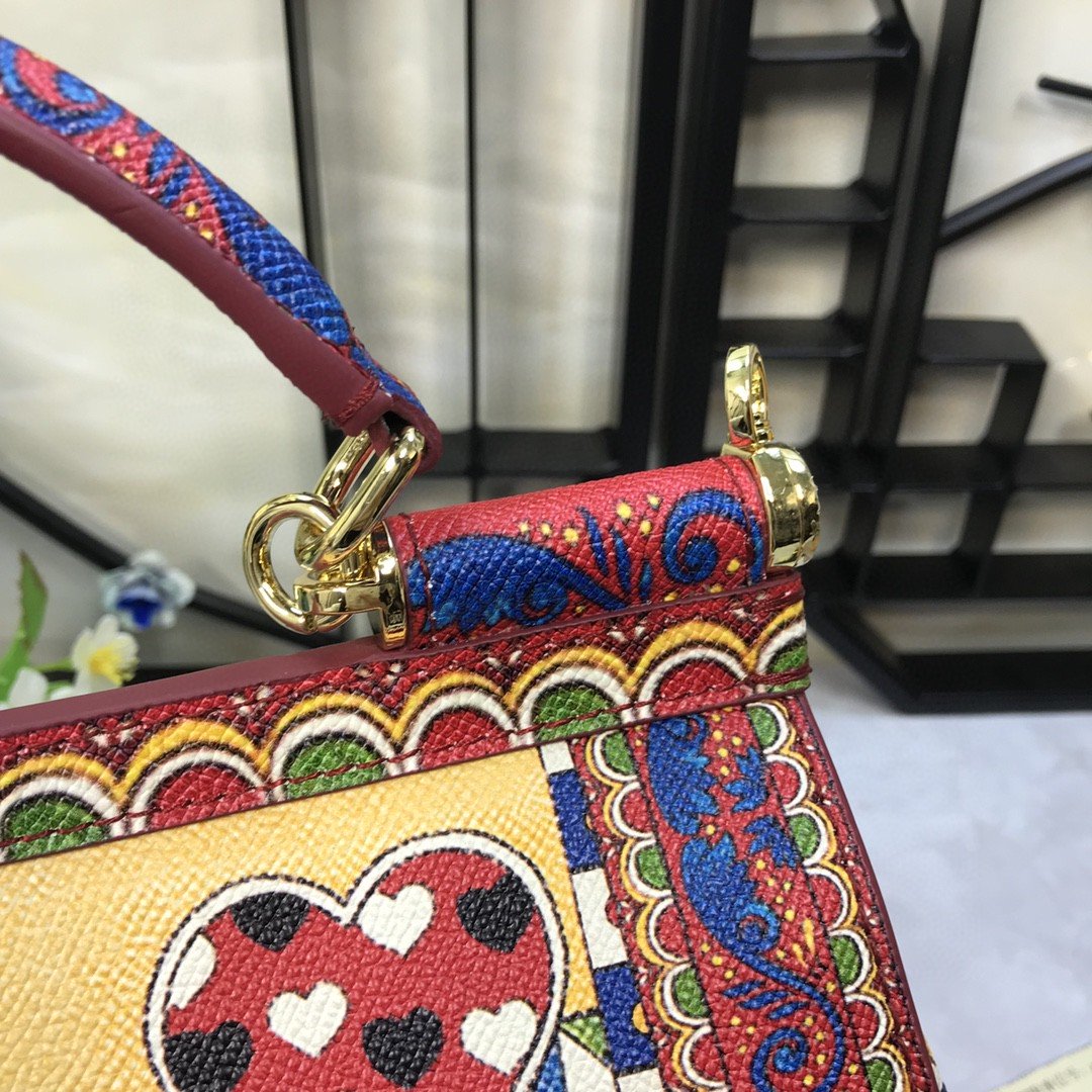 Dolce & Gabbana 90s Sicily Bag With Logo Print Multicolor For Women 10.2in/26cm DG