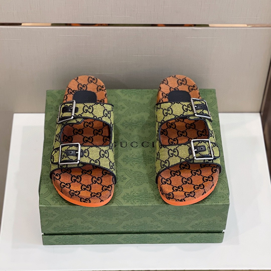 Gvc*1 Women’s Slide Sandal With Straps Orange And Green For Women 658020 2HK60
