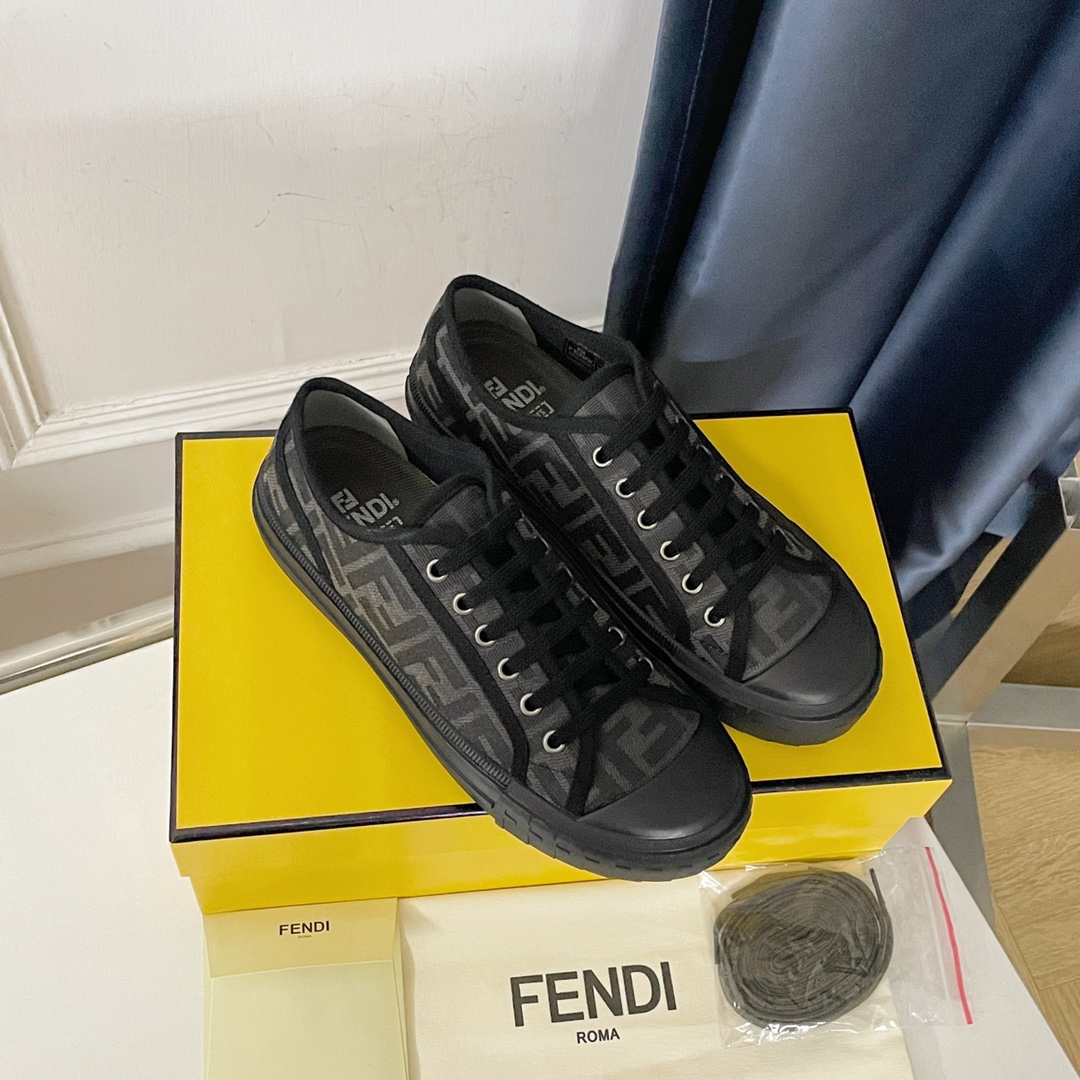 F**di Domino Black FF Fabric Low-Tops For Women