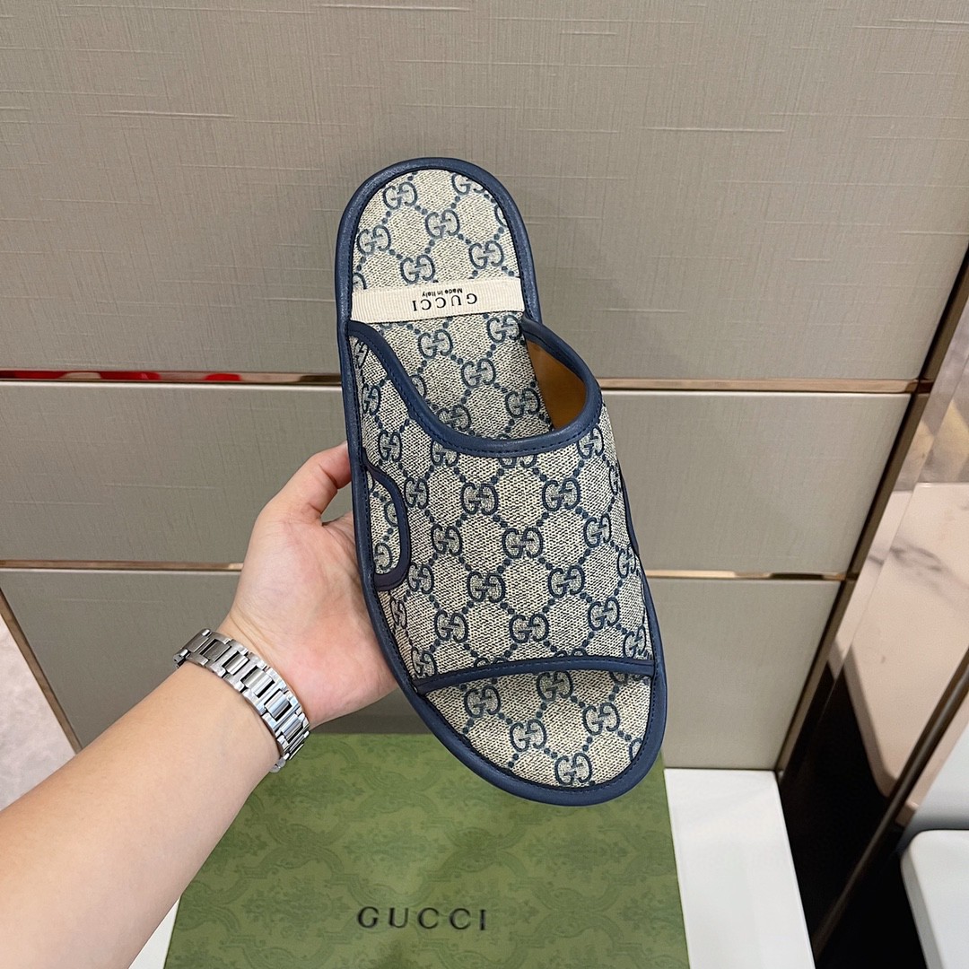 Gvc*1 Men’s GG Svp*me Slide Sandal Blue And Beige For Men 624879
