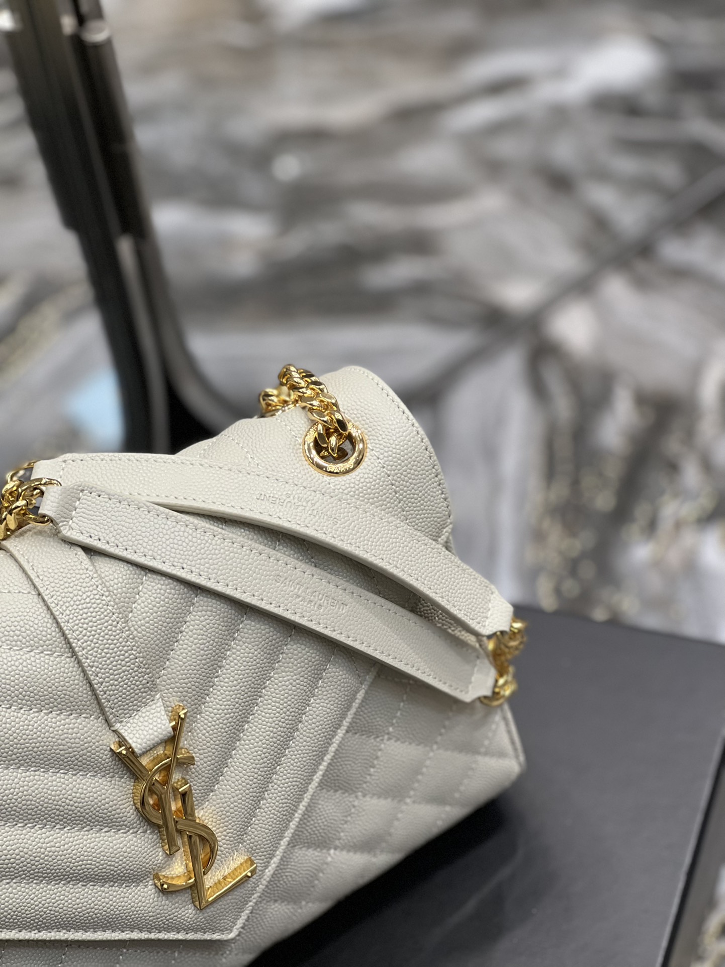 Sa1nt Lau*nt Envelope Medium Chain Bag White For Women, Women’s Bags 9.4in/24cm Y51