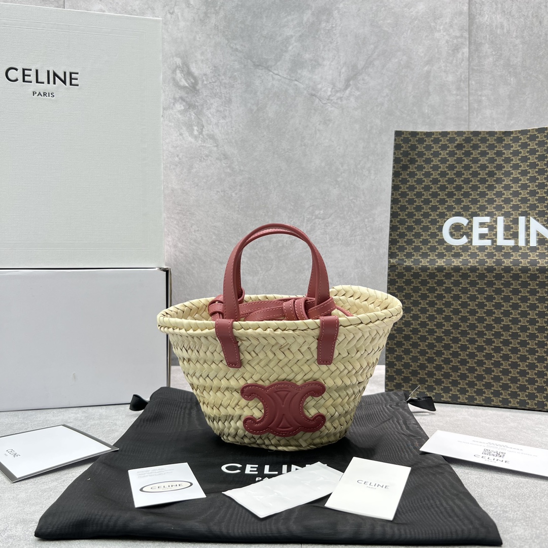 Ce1i*e Teen Triomphe Classic Pannier Tote Dark Pink For Women 8in/20cm