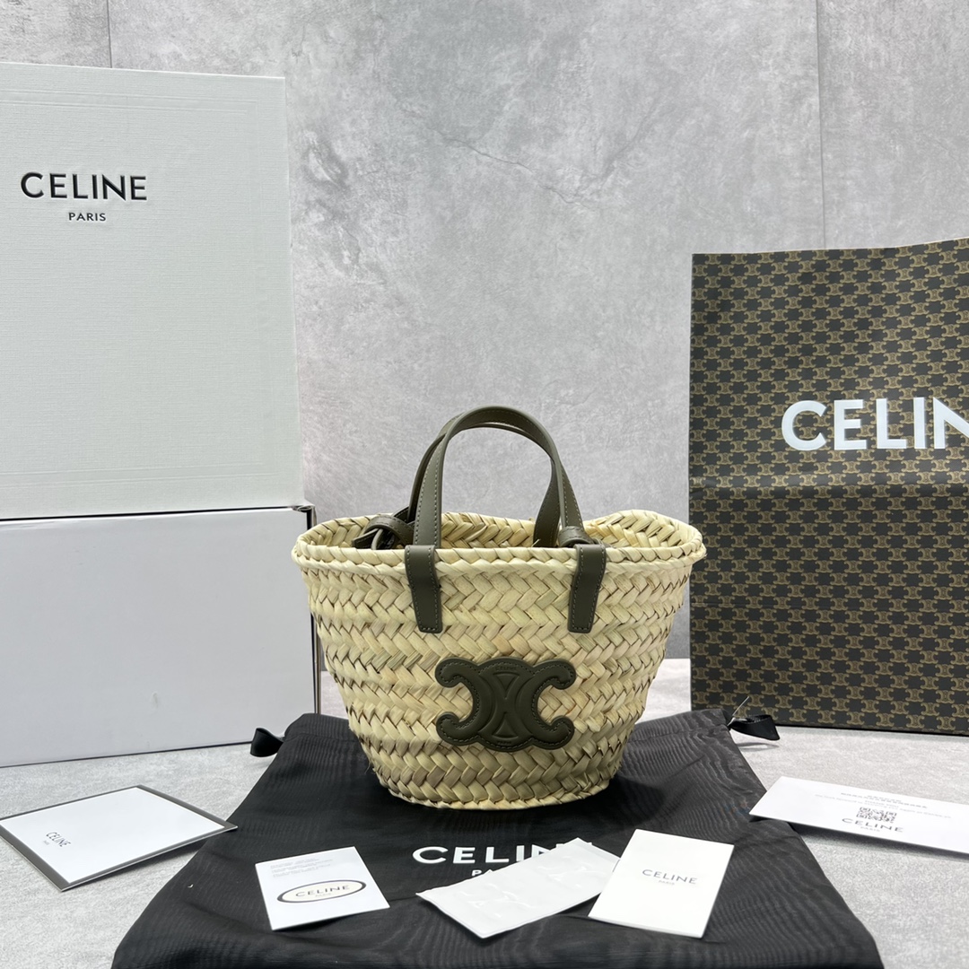 Ce1i*e Teen Triomphe Classic Pannier Tote Dark Green For Women 8in/20cm