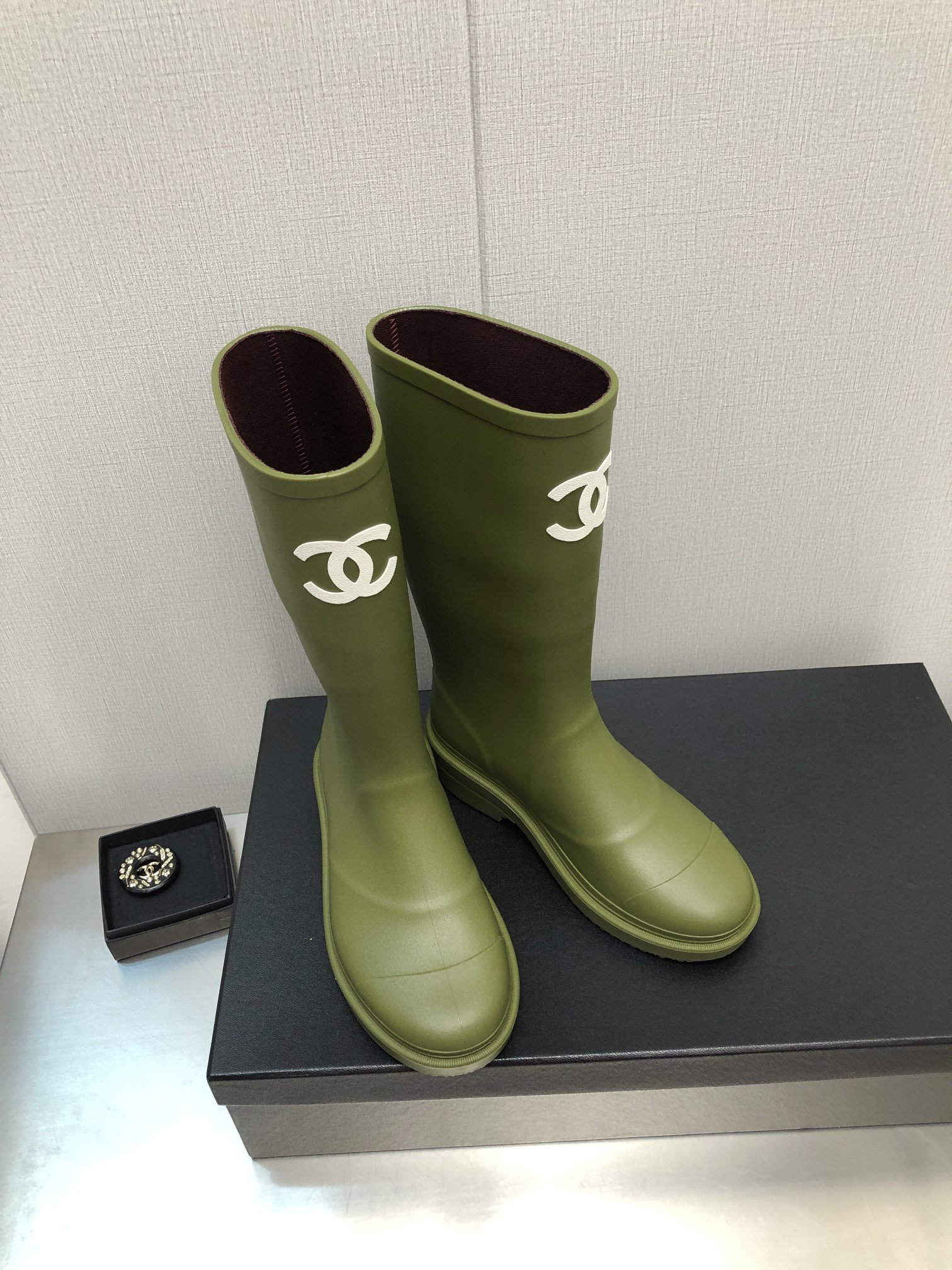 Ch**el Women’s Hight Boots Dark Green For Women