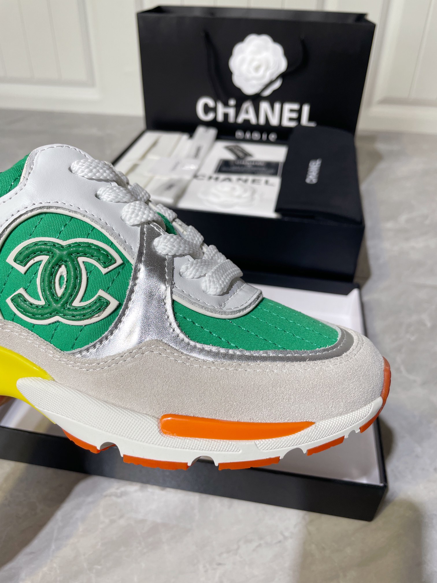 Ch**el Women’s Sneakers In Fabric Green For Women